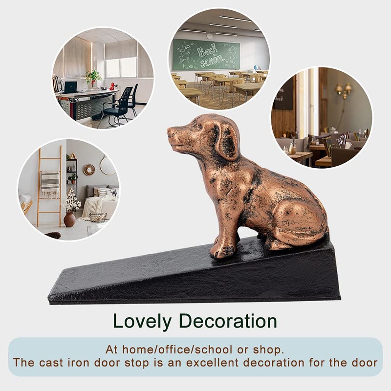 Earl Diamond Heavy Duty Cast Iron Cute Dog Door Stops | Decorative Cute Animal Statue Metal Door Stopper Wedge, with Non-Slip Mat for Home Office Commercial - Image 3
